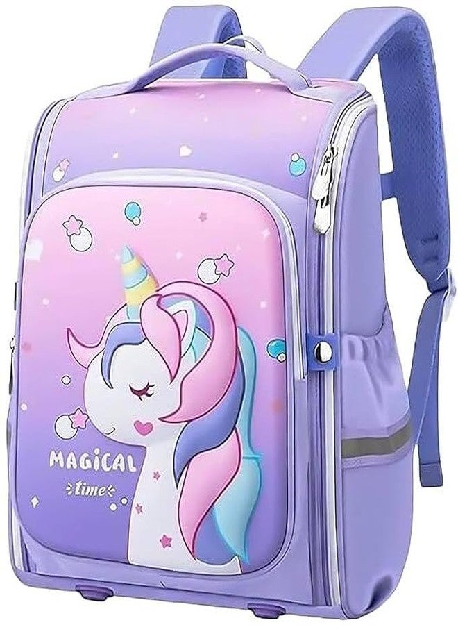 Aldea Unicorn Astronaut Dinosaur School Bag for Kids | 3D Stylish, Durable & Water-Resistant Backpack for Boys & Girls (Ages 2-12) - Purple - Image 1